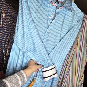 Robert Graham Light Blue Striped Dress Shirt
